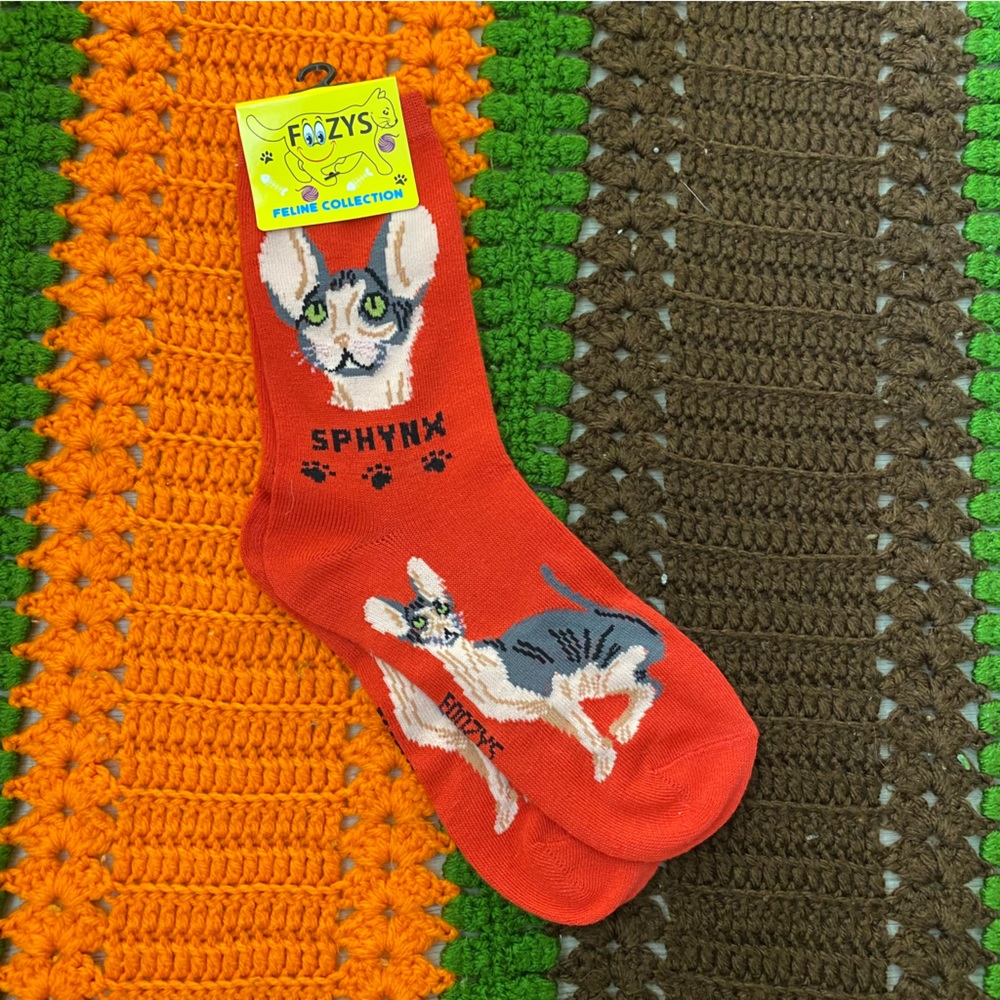 NWT Foozy’s Feline Sphinx Cat Crew Socks